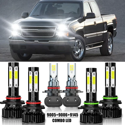 Faros LED + luces antiniebla bombillas para Chevy Silverado 1500 2500 HD 2003-2005 2006 Foto 1 de 4