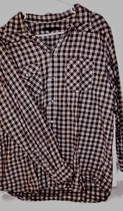 Old Navy Langarm kariertes Hemd Herren Gr. XL Dk. Brown Pearl Snap Western SCHÖN - Bild 1 von 5