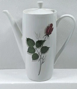Caffettiera porcellana Germania Baviera Marktleuthen rosa vintage MCM anni 50 - Foto 1 di 11