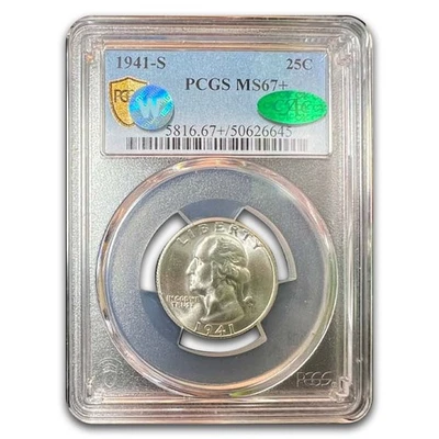 1941-S Washington Quarter MS-67+ PCGS CAC - Image 1 of 3