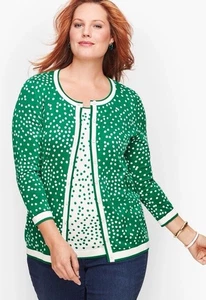 Suéter Cárdigan Talbots Encantador Para Mujer M Kelly Verde Punto Botón Frontal Crew - Imagen 1 de 11