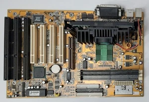 Carte mère rétro Biostar M6TBA slot 1 ISA + Intel Pentium II 400 MHz + 128 Mo de RAM - Photo 1/3