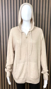 St. John Full Zip Hoodie Damen Xl Beige Strick Langarm Wolle Taschen - Bild 1 von 11