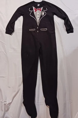 Joe Boxer One Piece Pajamas Footed Tuxedo Print Long Sleeve Large (10-12) READ - Image 1 of 4