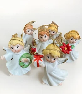 Vintage Homco Engel Weihnachtsschmuck Porzellan Weihnachtsfiguren OVP 6 - Bild 1 von 8