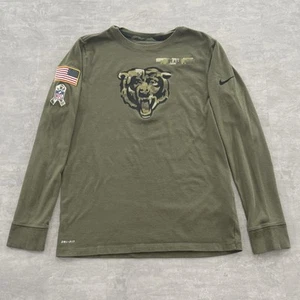 Chicago Bears Nike Boys Youth Large Long Sleeve Tee Army Green Salute To Service - Picture 1 of 16