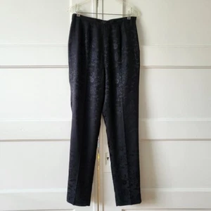 Shanghai Tang 100% Silk Satin Brocade Oriental Design Black Pants Size 14 - Picture 1 of 6