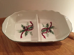 Charter Club Winter Girlande oval geteilt Urlaub Gemüseschüssel überbacken - NEUWERTIG - Bild 1 von 7