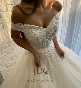 Luxury Glitter Pearls Beaded Corset Wedding Dress Bridal Gown 2-28 Custom made - Picture 1 of 6