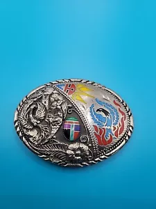 Vintage Belt Buckle: Turquoise Red Coral NATIVE AMERICAN SSI 92 - Picture 1 of 9