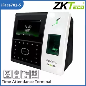ZKTeco iFace702-S Time Clocks for Employees Small Business with Face Fingerprint - Picture 1 of 19