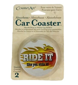 Keramik Auto Untersetzer Flammen Ride It Like You Stole It 2er Pack saugfähig Stonewear - Bild 1 von 4