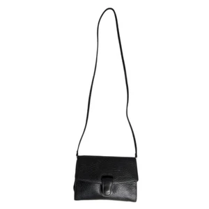 Desmo Women's Black Pebbled Leather Shoulder Crossbody Flap Bag Sz S - Picture 1 of 11