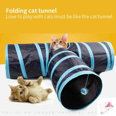 EPaw Collapsible Cat Tunnel Tube Indoor Cats Peek Hole Kitten Toys+ Feather Wand - Image 1 of 4