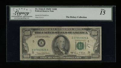 DBR 1969-C $100 FRN Richmond Fr. 2166-E Legacy 15 Serial E07840826A - Image 1 of 2