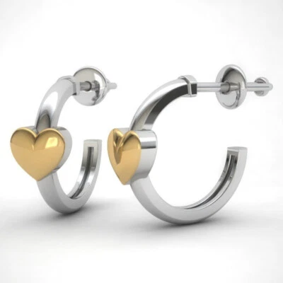 14K White and Yellow Gold Finish Heart earrings - Image 1 of 2
