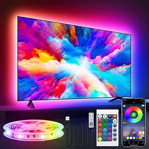 LED Strip Lights for 32-75" TV, 16.4Ft RGB LED Lights  Behind, Music Sync App Co - Picture 1 of 6