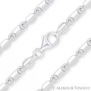 Collar de cadena italiana de plata esterlina .925 Italia con eslabones Heshe de 4 mm con cuentas de barra - Imagen 1 de 2