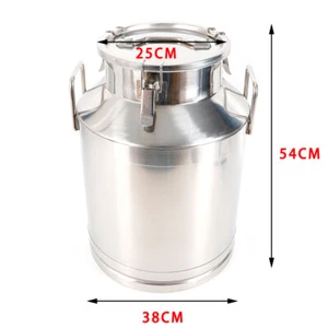 304 Stainless Steel Milk Can 50 Liter 13.25 Gallon Milk Bucket Wine Pail Bucket - Picture 1 of 6
