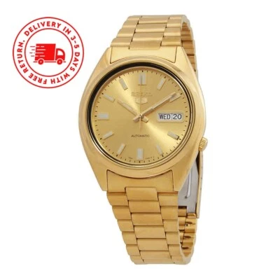 Seiko 5 Automatic Gold Dial Band SNXS80K1 Stainless Steel Men's Watch Case 37 mm - image 1 of 4