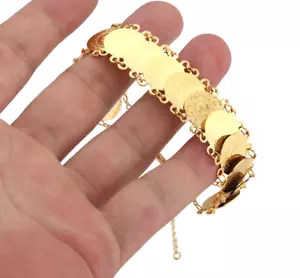 24k Dubai Gold Plated Moroccan African Coin Bracelet Gold Indian Bangles Ethnic - Picture 1 of 4