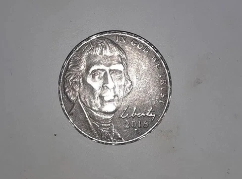 2016 jefferson nickel  indented strike error coin Cover