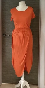 ORANGE M&S Maxi Dress sz 8 Stylish M&S sz 8 Dress Mock Wrap Skirt VGC SALE £1.99 - Picture 1 of 12