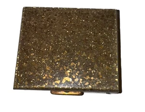 Vintage kompakt Gold Konfetti Lucite Puder Handtasche Kosmetik Make-up MCM Schmuckschatulle - Bild 1 von 15