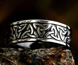 EDELSTAHL *** Ring  Bandring mit keltischen Knoten Triqueta , Gr. 70 - Bild 1 von 4