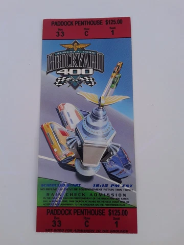 Nascar 1999 Indianapolis Motor Speedway Brickyard 400 ticket Dale Jarrett Win Cover
