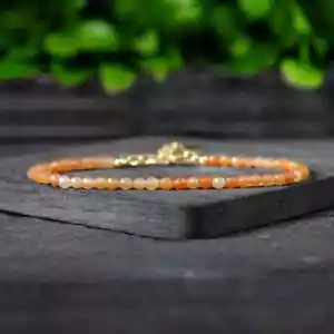 Delicate Orange Aventurine Minimalist Bracelet, Natural Orange Aventurine Stone - Picture 1 of 4