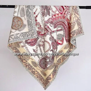 Sally Boutique 18 Momme Twill Silk Wrap Scarf Jewelry Print 2 Face Shawl 35" - Picture 1 of 13