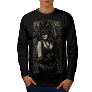 Wellcoda Girl Mask Queen Masquerade Mens Long Sleeve T-shirt - Picture 1 of 5