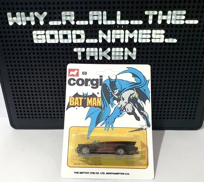 🦇 CORGI Juniors Batman BATMOBILE Diecast Model Car In Repro Custom 69 Card Pack - Image 1 of 4