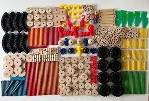 Tinkertoy Lot 383 Pieces Wood Wooden w/ Special Pieces - Picture 1 of 10