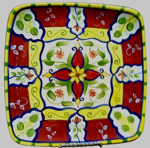 PIER 1 Imports VALLARTA 13x13  Square Serving Platter-Plate Floral Scrolled 1032 - Picture 1 of 6