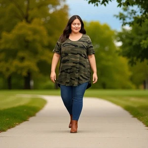 Torrid Super Soft Camo Tunic Tee Size 2X Relaxed Fit Hi-Low Hem, Military Style - Picture 1 of 8