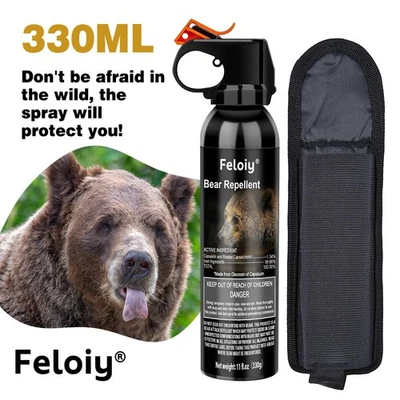Feloiy Maximum Strength Bear Spray 11oz w/ Holster – Bear Repellent