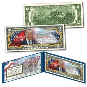 DONALD TRUMP 47th PRESIDENT Flag*45/47 Historic Genuine*Legal Tender $2 USA BILL - Picture 1 of 3