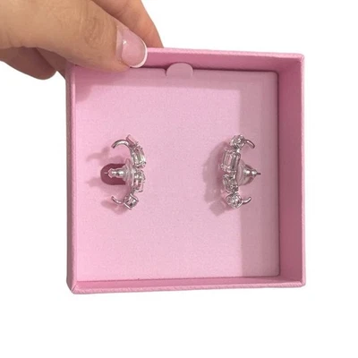 Orejeras Swarovski Gema, cortes mixtos, blancas, enchapadas en rodio nuevas Foto 1 de 4