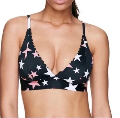 NWT PINK Victoria Secret Star Graphic Bonded Scallop Bralette Size Medium - Image 1 of 4