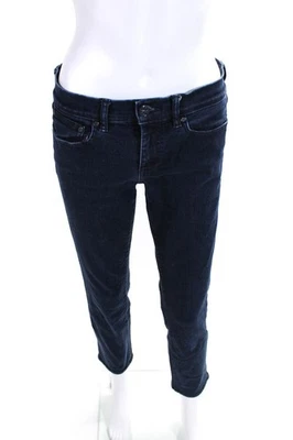 Tory Burch Womens Cotton Denim Low-Rise Cropped Skinny Jeans Dark Blue Size 28 - Image 1 of 4