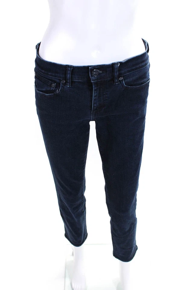 Pantalones de mezclilla recortados de tiro bajo azul oscuro talla 28 Tory Burch para mujer Foto 1 de 4