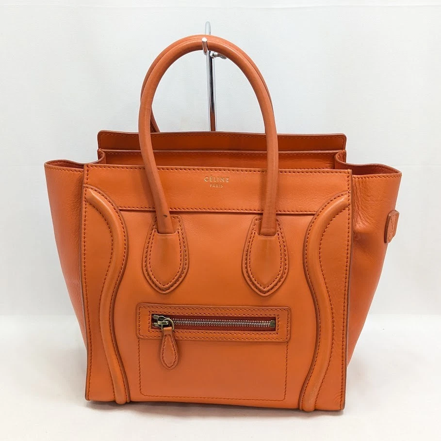CELINE багажа кожи микро покупатель сумка с короткими ручками ручная сумка оранжевый подлинный - Изображение 1 из 4