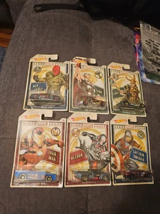 HOT WHEELS 2018 MARVEL CHARACTERS SET OF 6 SEALED IRONMAN, LOKI, RED SKULL, ETC - Picture 1 of 13