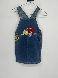 VINTAGE M&M'S BIB OVERALLS Denim Jeans Dress CHILDRENS SIZE MEDIUM (5/6) RARE - Picture 1 of 5