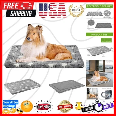 Alfombra de cama de lujo para perros, almohadilla de cama para mascotas reversible fresca y cálida, caja lavable a máquina... Foto 1 de 4