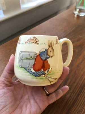 original logo Barbara Vernon Bunnykins Cup Royal Doulton lawn roller dunce - Image 1 of 4