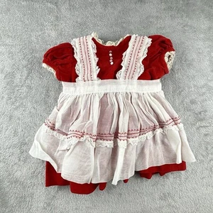 Vintage 60s Handmade Pinafore Velvet Dress Baby Girl 18 Months Holiday Christmas - Picture 1 of 9