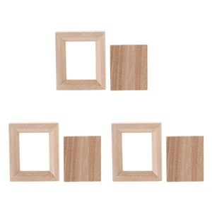 Modelos de marcos de fotos de madera pequeños de 3 piezas para decoración de casa de muñecas hágalo usted mismo - Imagen 1 de 12